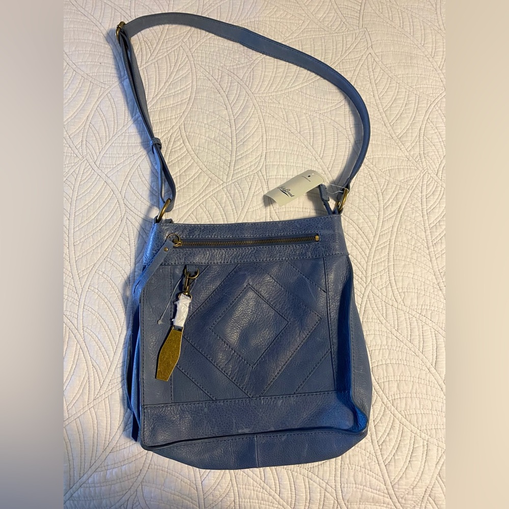 Lucky Brand Baldwin Leather Denim Blue Crossbody - NWT